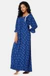 Naiduhall Cotton Full Length Nightdress - Navy Blue — thumbnail 2